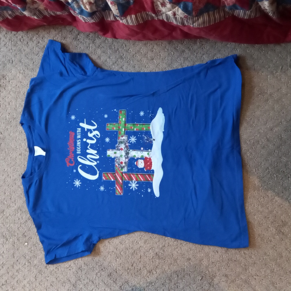 Christmas Begins With Christ women's t-shirt